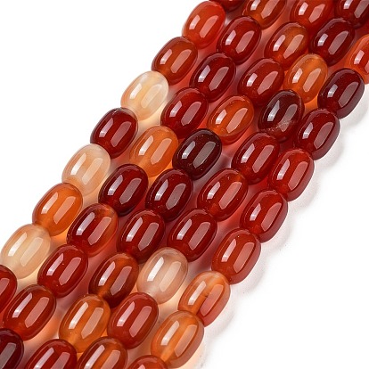 Barrel Shaped Gemstone Dyed Natural Red Agate Stone Beads Strands, 15x10mm, Hole: 1mm, about 25pcs/strand, 15.3 inch