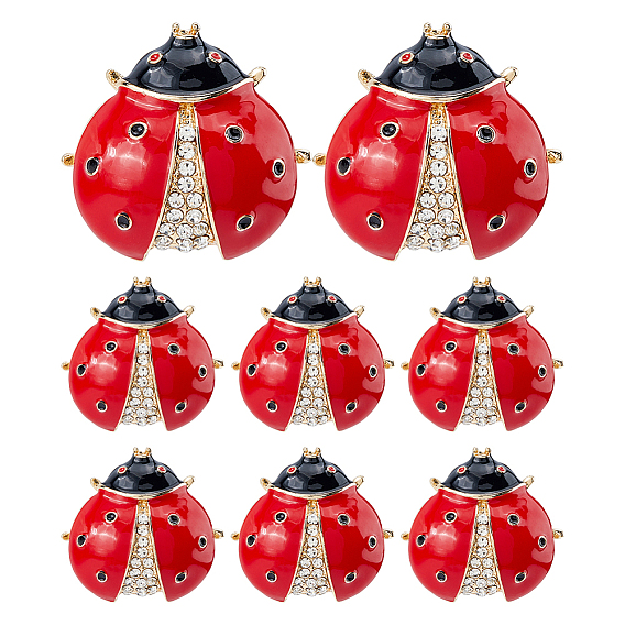 8 шт. эмалированные значки в виде божьих коровок, штыри отворотом сплава горного хрусталя для одежды рюкзака