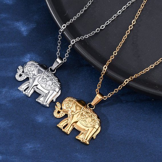 Слон 304 из нержавеющей стали кулон ожерелье, ионное покрытие (ip)