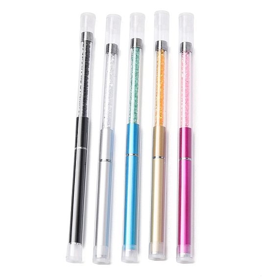 Кисточка для подводки ногтей со стразами, Пластиковая кисточка для тонкой работы с защитным футляром для маникюра.