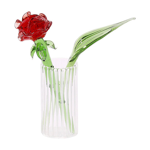 2Pièces de décorations florales en verre, décorations pour la maison, pour la décoration d'affichage de bonsaï charnu, avec vase en verre 1pc