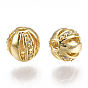 Perlas de filigrana de bronce, bola de filigrana, con circonita, rondo, sin níquel