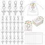 68 pcs ange verre et alliage pendentif décorations, avec des fermoirs mousquetons pivotants en alliage, des sachets en organza et des cartes en papier