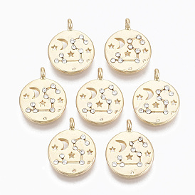 Alloy Pendants, with Crystal Rhinestone, Cadmium Free & Nickel Free & Lead Free, Constellation, Real 18K Gold Plated