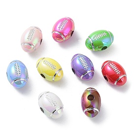 UV Plating Opeque Acrylic Beads, Iridescent, Rugby