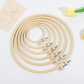 Plastic Imitation Bamboo Cross Stitch Embroidery Hoops, Sewing Tools Accessory, Round