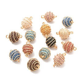 Unwaxed Natural Lava Rock Links Connectors, with Real 18K Gold Plated Eco-Friendly Copper Wire, Round