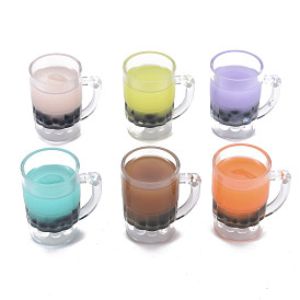 Bubble Tea/Boba Milk Tea, Epoxy Resin Pendants, with Transparent Acrylic, Cup