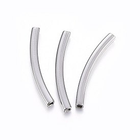 304 Stainless Steel Tube Beads, Curved Tube Noodle Beads, Curved Tube