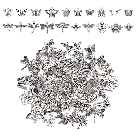 100 шт 20 стили подвески из сплава в тибетском стиле, бабочка, Набор подвесок с изображениями пчел и стрекоз