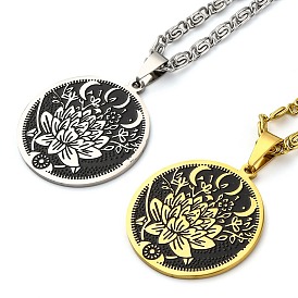 201 ожерелья из нержавеющей стали с подвеской-талисманом в виде лунного лотоса, цепочки lumachina ожерелья