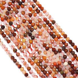 Natural Carnelian Bead Strands, Faceted, Round