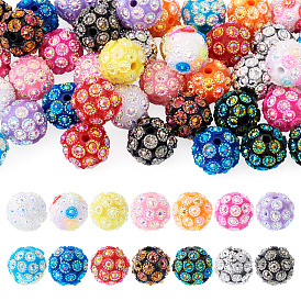42шт 14 цвета смолы бусины со стразами, круглые