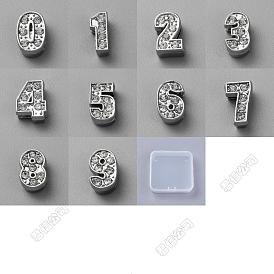 50pocs 10 styles breloques coulissantes en alliage et strass