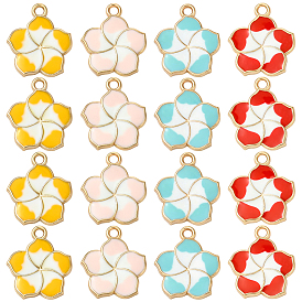 40 шт 4 цвета подвески из цинкового сплава с эмалью, цветочный шарм, золотой свет