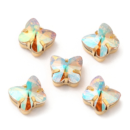 Butterfly Sew On Rhinestones, Multi-Strand Links, K5 Glass Rhinestone with Brass Prong Settings