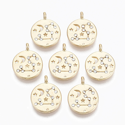 Alloy Pendants, with Crystal Rhinestone, Cadmium Free & Nickel Free & Lead Free, Constellation, Real 18K Gold Plated