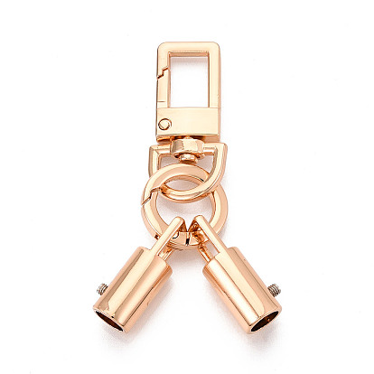 Alloy Rectangle Swivel Clasps, with Cord End & Spring Gate Ring & Screws