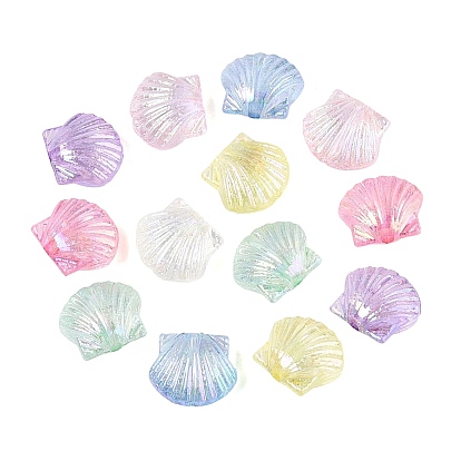 Transparent Plastic Beads, Shell Shape, AB Color Plated