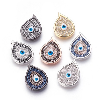 Латунные микро проложить кубического циркония подвески, эмалью сглаза, капля