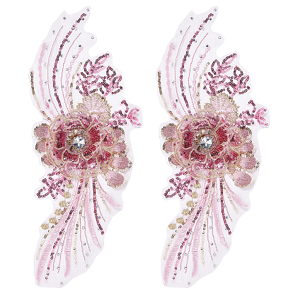 3d цветочная органза, полиэстер, вышивка, орнамент, аксессуары, аппликация с пайетками/пайетками, швейные украшения