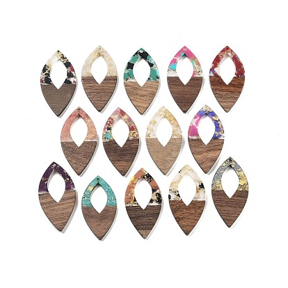 Подвески из орехового дерева, смола и золотая фольга, овальные