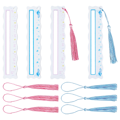 Acrylic Mahjong Rules Reader, with Polyester Tassel Decorations and Paper Stickers