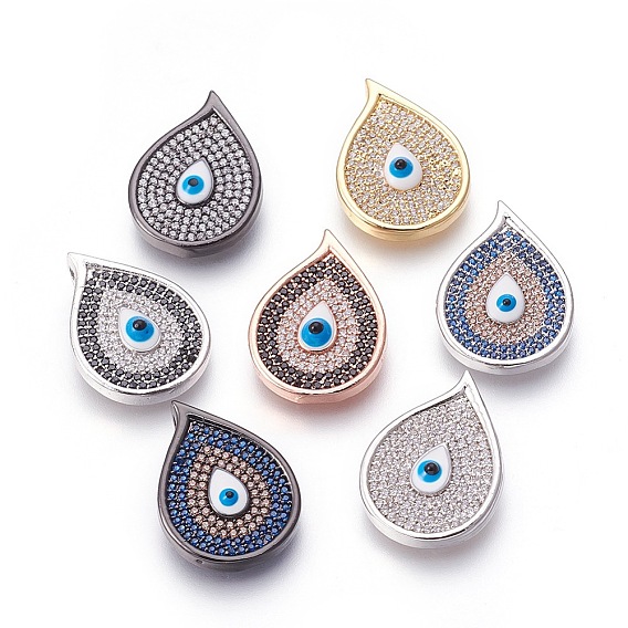 Латунные микро проложить кубического циркония подвески, эмалью сглаза, капля