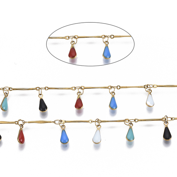 304 цепи из нержавеющей стали панель ссылок, пайки, с эмалевыми подвесками и шпулей, слеза