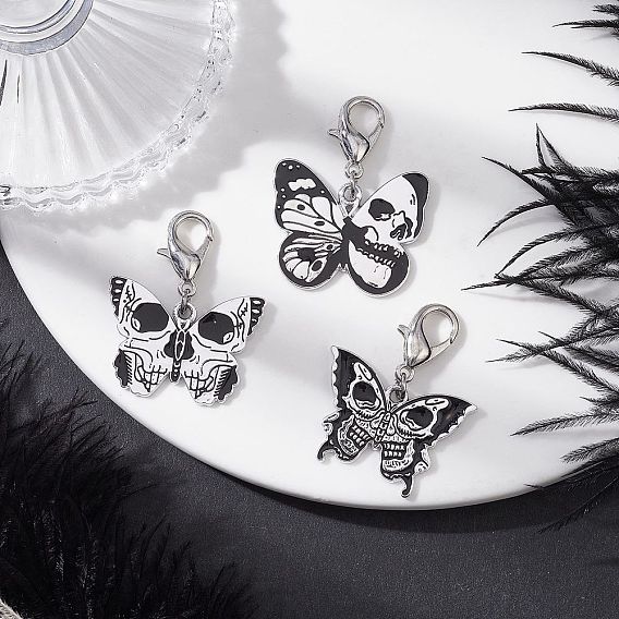 Подвеска в виде черепа бабочки из сплава эмали, с цинковым сплавом застежками омаров коготь