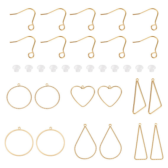 Наборы для самостоятельного изготовления сережек-подвесок из латуни в форме треугольника и капли