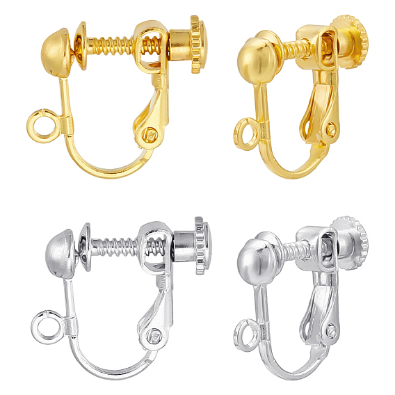 60 шт. 2 цвета стойки с покрытием из латуни винтовые клипсы фурнитура, спиральный зажим для ушей