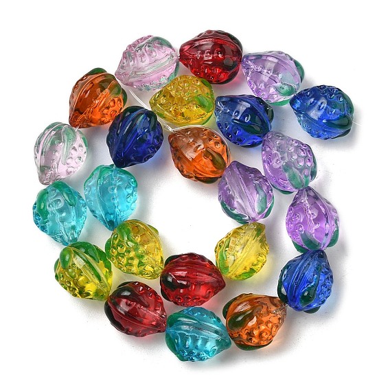 Прозрачные стеклянные эмалевые бусины клубника