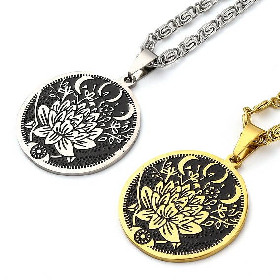 201 ожерелья из нержавеющей стали с подвеской-талисманом в виде лунного лотоса, цепочки lumachina ожерелья