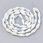 Electroplate Opaque Solid Color Glass Beads Strands, Faceted, Vase