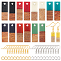 DIY Dangle Earring Making Kits, Including Resin & Walnut Wood Pendants, Brass Earring Hooks, Brass Jump Rings, Rectangle