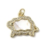 Brass Micro Pave Cubic Zirconia Pendants, Cadmium Free & Lead Free, with Shell
