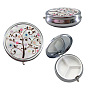Portable Stainless Steel Pill Box, with Shell and Mirror, 3 Grids Multi-use Travel Storage Boxes, Flat Round