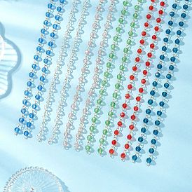 Ручная работа 304 цепочки из нержавеющей стали и стекла в форме ронделей, несварные, золотые