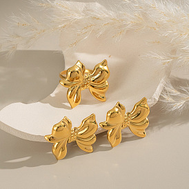 Комплекты из серег-гвоздиков и колец-манжет с бантом из нержавеющей стали для женщин