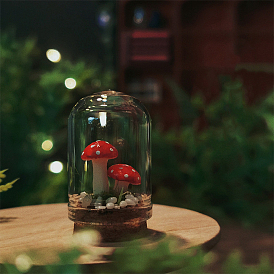 Resin Mushroom Bell Jar Model, Micro Landscape Home Dollhouse Accessories, Pretending Prop Decorations