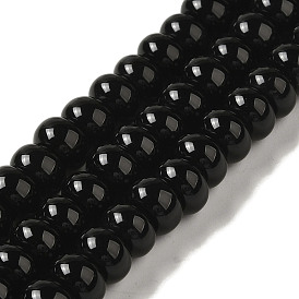 Natural Black Onyx(Dyed & Heated) Beads Strands, Rondelle