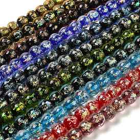 Handmade Dichroic Foil Glass Beads Strands, Rondelle