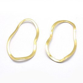 Brass Linking Rings, Cadmium Free & Nickel Free & Lead Free, Oval, Real 18K Gold Plated