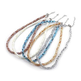 Colliers de perles de verre, avec 304 acier inoxydable fermoir pince de homard