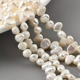 Natural Cultured Freshwater Pearl Beads Strands, Top Drilled, Two Sides Polished, Grade 3A