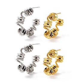 Twist C-shape Stud Earrings for Her, Half Hoop Earrings, Open Hoop Earrings, Cadmium Free & Lead Free
