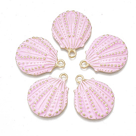 Spray Painted Alloy Pendants, Scallop, Light Gold