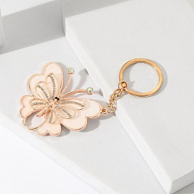 Sparkling Rhinestone Butterfly Keychain for Women - Alloy Car Accessories and Bag Charm Pendant