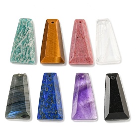 Natural Gemstone Pendants, Faceted Trapezoid Charms